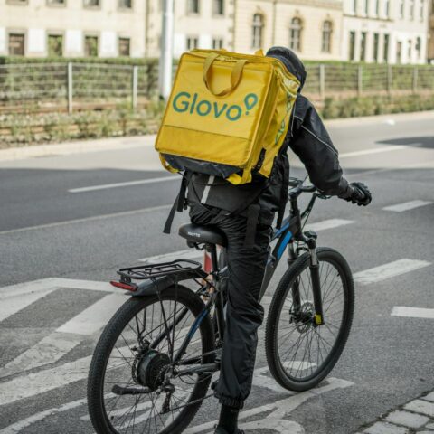 urban cyclist delivering food in wroclaw